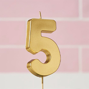 Gold Number 5 Candle